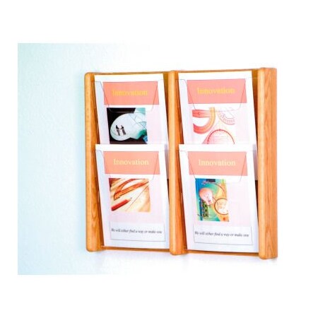 Wooden Mallet 4 Pocket (2Wx2H) Acrylic & Oak Wall Display - Light Oak AC19-4LO